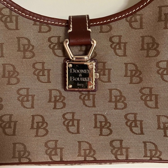 Dooney & Bourke Small Brown Logo Crescent Hobo - Picture 8 of 9